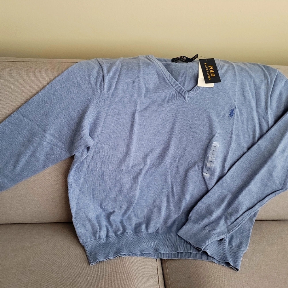 V neck light blue sweater